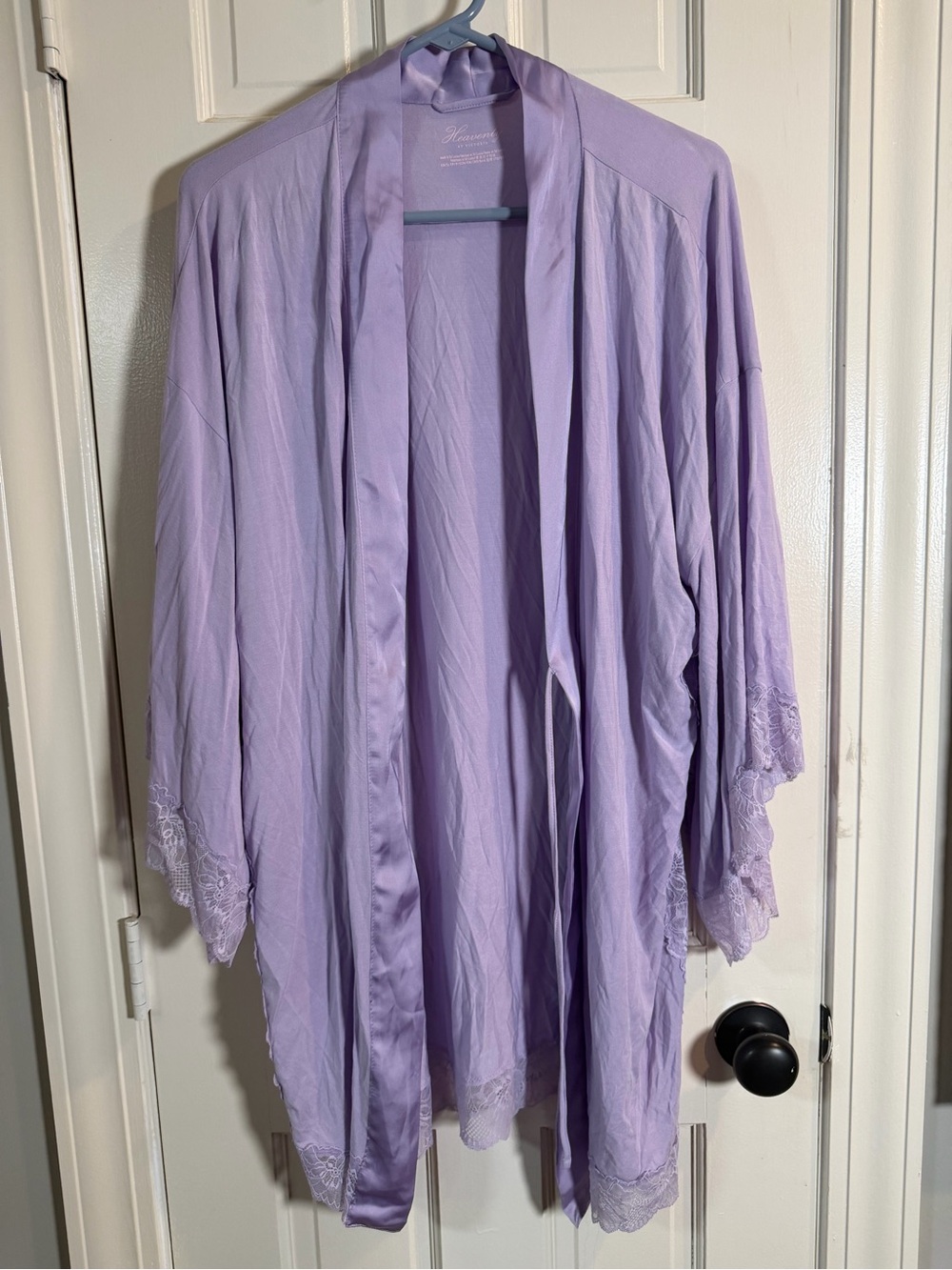 Heavenly by Victoria Purple Solid Kimono Robe Lace Trim Women’s XS/ S/ XP /P